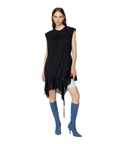 DIESEL（ディーゼル）の「レディース スウェットワンピース ドレス シフォン（ワンピース・レディース・ブラック/グレー/レッド・SMALL/MEDIUM/LARGE/X-SMALL）」の9枚目の写真