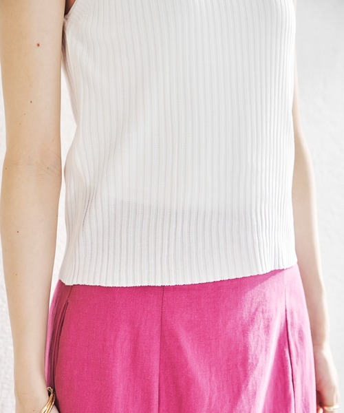 acro（アクロ）の「ボトルネックノースリーブリブニットトップス/AC1453（Tシャツ/カットソー・レディース・ホワイト/ブラック/アイボリー/グリーン/グレー/イエロー・ﾌﾘ-）」の7枚目の写真