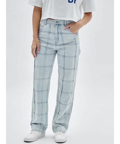 Guess（ゲス）の「GUESS Originals Windowpane Carpenter Denim Pants（デニムパンツ・レディース・ライトブルー・25inch/26inch/24inch/27inch）」の2枚目の写真