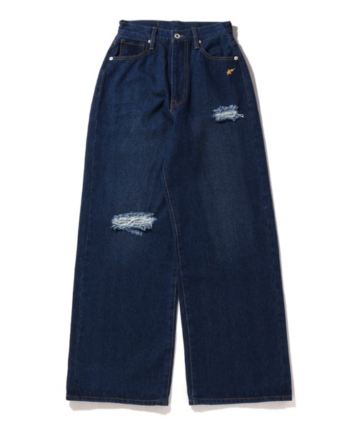 A BATHING APE（アベイシングエイプ）の「DAMAGED HIGHWAIST WIDE DENIM PANTS L（デニムパンツ・レディース・インディゴブルー/ライトインディゴブルー・X-SMALL/SMALL）」の2枚目の写真