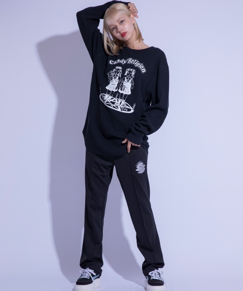 Candy Stripper（キャンディストリッパー）の「DISTORTED SMILE TRACK パンツ（その他パンツ・レディース・ブラック/パープル/ライトブルー・2）」の12枚目の写真