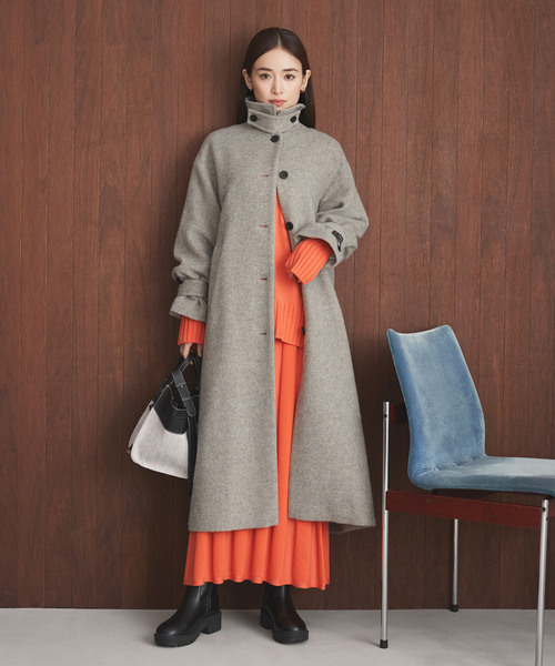 【新色追加】【洗える】ボーダー＆無地バックスリットニット【sustainable】