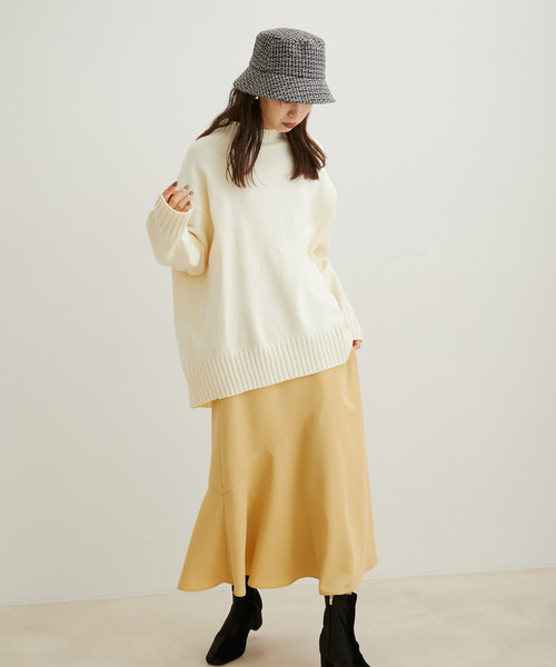 【新色追加】【洗える】ボーダー＆無地バックスリットニット【sustainable】