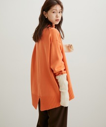 VIS | 【新色追加】【洗える】ボーダー＆無地バックスリットニット【sustainable】(ニット/セーター)
