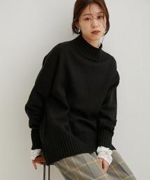 【洗える】ボーダー&無地バックスリットニット【sustainable】