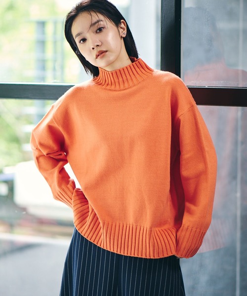 VIS（ビス）の「【洗える】ボーダー＆無地バックスリットニット【sustainable】（ニット/セーター・レディース・ブラック/オフホワイト/サックスブルー/ピンク/オレンジ/ホワイト系その他5/ブラック系その他/ラベンダー/グレー系その他/ネイビー・S/M）」の12枚目の写真