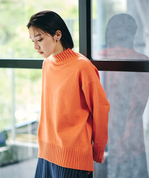 VIS（ビス）の「【洗える】ボーダー＆無地バックスリットニット【sustainable】（ニット/セーター・レディース・ブラック/オフホワイト/サックスブルー/ピンク/オレンジ/ホワイト系その他5/ブラック系その他/ラベンダー/グレー系その他/ネイビー・S/M）」の13枚目の写真