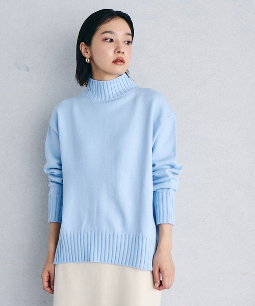 VIS（ビス）の「【洗える】ボーダー＆無地バックスリットニット【sustainable】（ニット/セーター・レディース・ブラック/オフホワイト/サックスブルー/ピンク/オレンジ/ホワイト系その他5/ブラック系その他/ラベンダー/グレー系その他/ネイビー・S/M）」の14枚目の写真