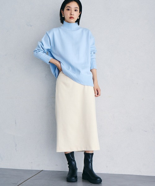 VIS（ビス）の「【洗える】ボーダー＆無地バックスリットニット【sustainable】（ニット/セーター・レディース・ブラック/オフホワイト/サックスブルー/ピンク/オレンジ/ホワイト系その他5/ブラック系その他/ラベンダー/グレー系その他/ネイビー・S/M）」の15枚目の写真