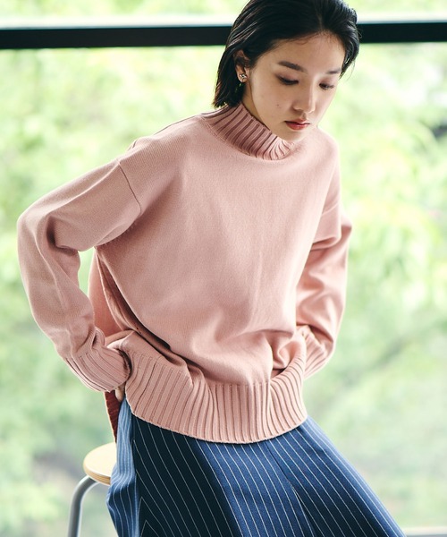 VIS（ビス）の「【洗える】ボーダー＆無地バックスリットニット【sustainable】（ニット/セーター・レディース・ブラック/オフホワイト/サックスブルー/ピンク/オレンジ/ホワイト系その他5/ブラック系その他/ラベンダー/グレー系その他/ネイビー・S/M）」の21枚目の写真