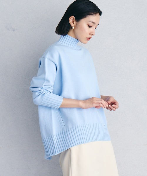 VIS（ビス）の「【洗える】ボーダー＆無地バックスリットニット【sustainable】（ニット/セーター・レディース・ブラック/オフホワイト/サックスブルー/ピンク/オレンジ/ホワイト系その他5/ブラック系その他/ラベンダー/グレー系その他/ネイビー・S/M）」の11枚目の写真