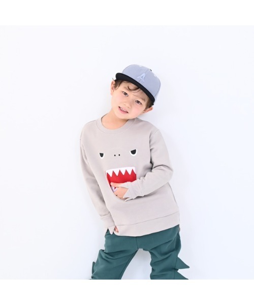 nicohrat（ニコフラート）の「ニコフラート 恐竜トレーナー（スウェット・キッズ・グレー/チャコールグレー・100cm/120cm/140cm/130cm/110cm/90cm）」の2枚目の写真