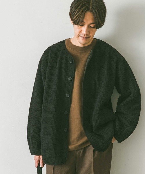 URBAN RESEARCH DOORS（アーバンリサーチドアーズ）の「『WEB限定』キルトノーカラージャケット（ブルゾン・メンズ・アイボリー/ブラック/キャメル・MEDIUM/LARGE）」の2枚目の写真