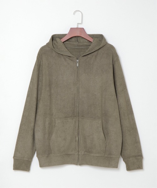 sleeping.com（スリーピングドットコム）の「オリジナルの香り付き素材 メンズ・ゆるふわダブルパイルカットソージップアップパーカー（ルームウェア/パジャマ・メンズ・ネイビー/ベージュ/オリーブ/ライトグレー/スカイブルー・ﾌﾘ-）」の9枚目の写真