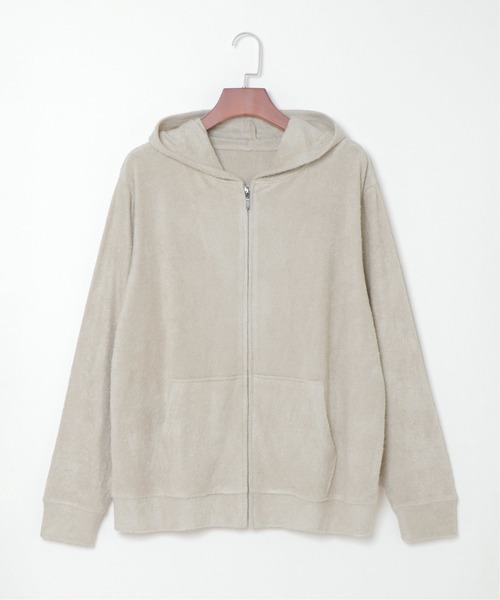 sleeping.com（スリーピングドットコム）の「オリジナルの香り付き素材 メンズ・ゆるふわダブルパイルカットソージップアップパーカー（ルームウェア/パジャマ・メンズ・ネイビー/ベージュ/オリーブ/ライトグレー/スカイブルー・ﾌﾘ-）」の18枚目の写真