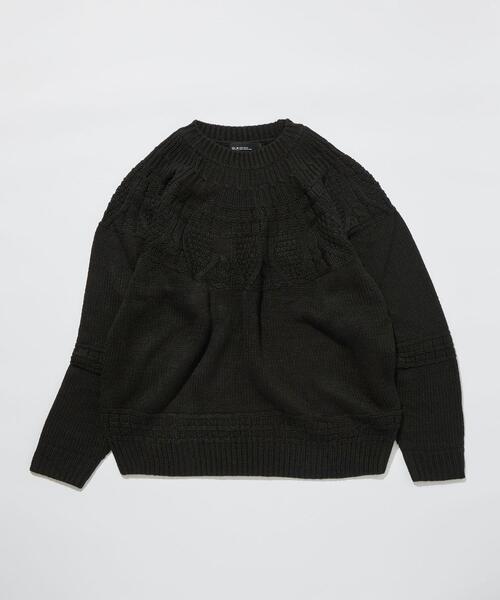 green label relaxing（グリーンレーベルリラクシング）の「＜GLR or＞アラン オーバー 長袖 ニット -ユニセックス-（ニット/セーター・メンズ・ブラック/ダークグリーン/オフホワイト・S/M/L）」の2枚目の写真