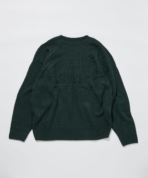 green label relaxing（グリーンレーベルリラクシング）の「＜GLR or＞アラン オーバー 長袖 ニット -ユニセックス-（ニット/セーター・メンズ・ブラック/ダークグリーン/オフホワイト・S/M/L）」の3枚目の写真
