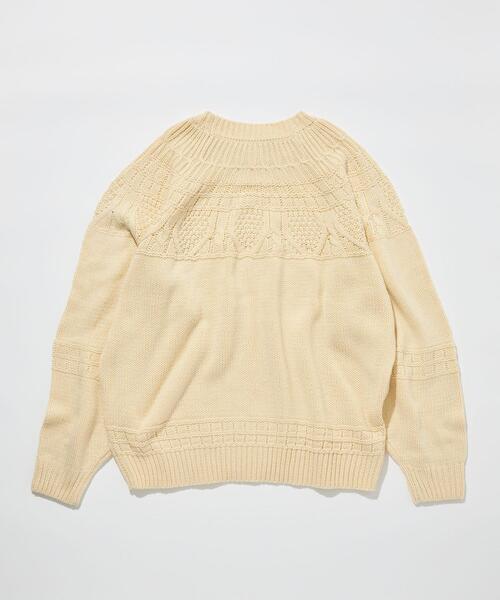 green label relaxing（グリーンレーベルリラクシング）の「＜GLR or＞アラン オーバー 長袖 ニット -ユニセックス-（ニット/セーター・メンズ・ブラック/ダークグリーン/オフホワイト・S/M/L）」の4枚目の写真