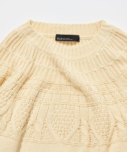 green label relaxing（グリーンレーベルリラクシング）の「＜GLR or＞アラン オーバー 長袖 ニット -ユニセックス-（ニット/セーター・メンズ・ブラック/ダークグリーン/オフホワイト・S/M/L）」の12枚目の写真