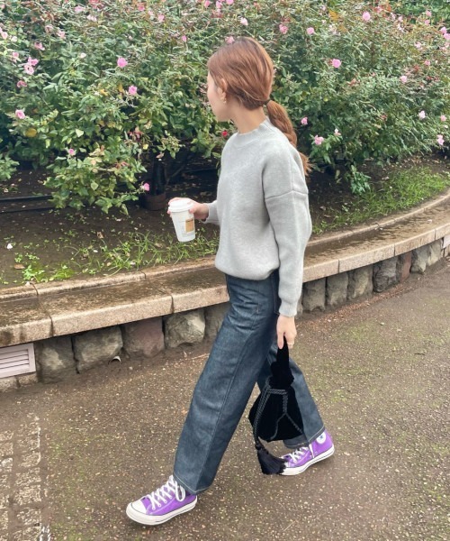 GIMME GIMME(ギミーギミー)の「ベーシックセーター gimw22a003(ニット/セーター・レディース・ホワイト/グレー・FREE)」の5枚目の写真