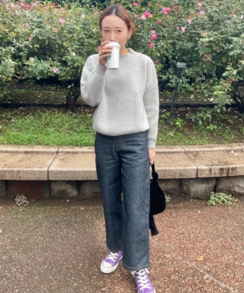 GIMME GIMME(ギミーギミー)の「ベーシックセーター gimw22a003(ニット/セーター・レディース・ホワイト/グレー・FREE)」の8枚目の写真