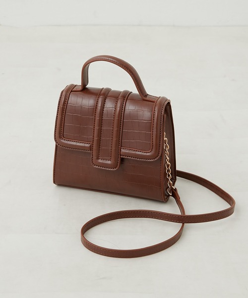 OLIVE des OLIVE（オリーブデオリーブ）の「エンボストリミングバッグ（ショルダーバッグ・レディース・ダークブラウン/ピンク/アイボリー・FREE）」の11枚目の写真