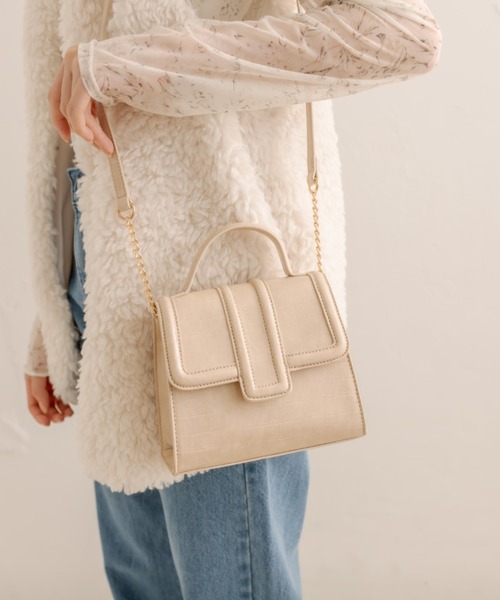 OLIVE des OLIVE（オリーブデオリーブ）の「エンボストリミングバッグ（ショルダーバッグ・レディース・ダークブラウン/ピンク/アイボリー・FREE）」の15枚目の写真