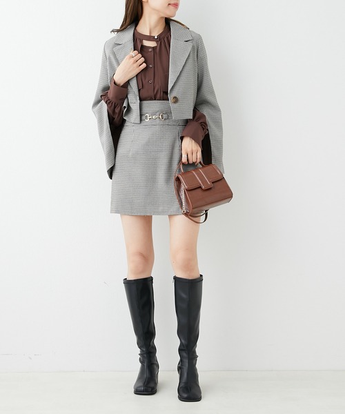 OLIVE des OLIVE（オリーブデオリーブ）の「エンボストリミングバッグ（ショルダーバッグ・レディース・ダークブラウン/ピンク/アイボリー・FREE）」の9枚目の写真