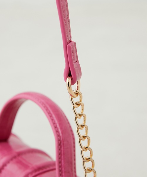 OLIVE des OLIVE（オリーブデオリーブ）の「エンボストリミングバッグ（ショルダーバッグ・レディース・ダークブラウン/ピンク/アイボリー・FREE）」の7枚目の写真