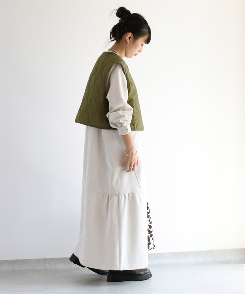 cepo（セポ）の「コーデュロイ バンドカラーギャザーワンピース（シャツワンピース・レディース・オフホワイト/ピンク/チャコール・M）」の20枚目の写真