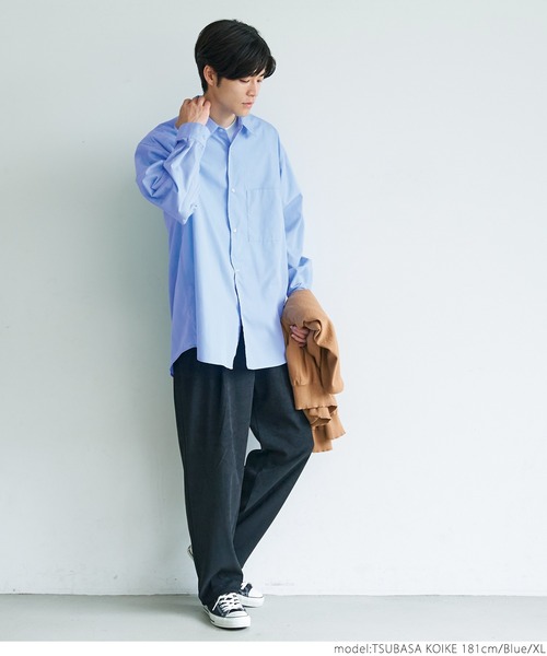 coca（coca）（コカ）の「メンズブロードビッグシルエットシャツ（シャツ/ブラウス・メンズ・ホワイト/ブルー・M/L/XL）」の8枚目の写真