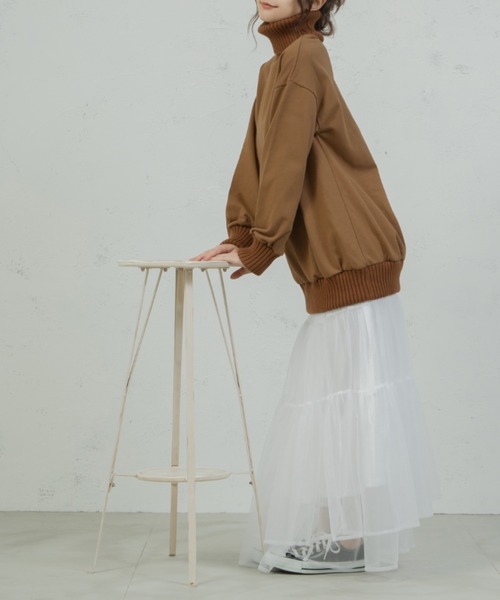 qumerry.（キュメリ）の「裏毛スウェットタートルプルオーバー（スウェット・レディース・ライトブラウン/ベージュ・FREE）」の8枚目の写真