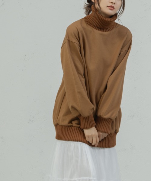 qumerry.（キュメリ）の「裏毛スウェットタートルプルオーバー（スウェット・レディース・ライトブラウン/ベージュ・FREE）」の18枚目の写真