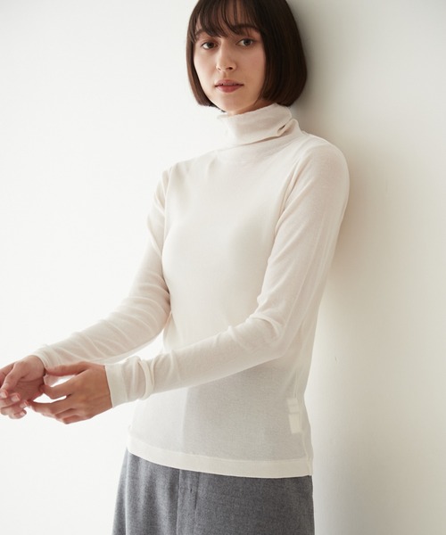 human woman（ヒューマンウーマン）の「◆シアータートルカットソー（Tシャツ/カットソー・レディース・ピンク/ホワイト系その他/イエロー/ブルー/チャコールグレー・MEDIUM）」の2枚目の写真