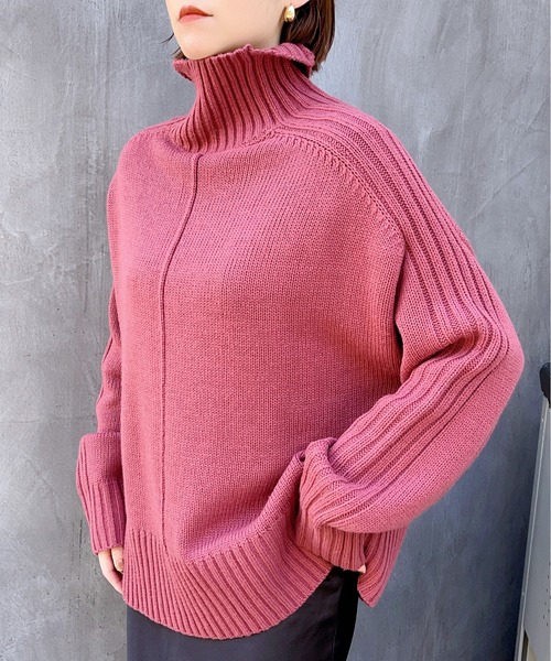 MAISON BREEZE（メゾンブリーズ）の「【MAISON BREEZE】センターシームラインニットタートル セーター（ニット/セーター・レディース・ホワイト/ブラック/ベージュ/ピンク/グリーン・FREE）」の5枚目の写真