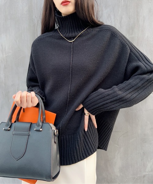 MAISON BREEZE（メゾンブリーズ）の「【MAISON BREEZE】センターシームラインニットタートル セーター（ニット/セーター・レディース・ホワイト/ブラック/ベージュ/ピンク/グリーン・FREE）」の3枚目の写真