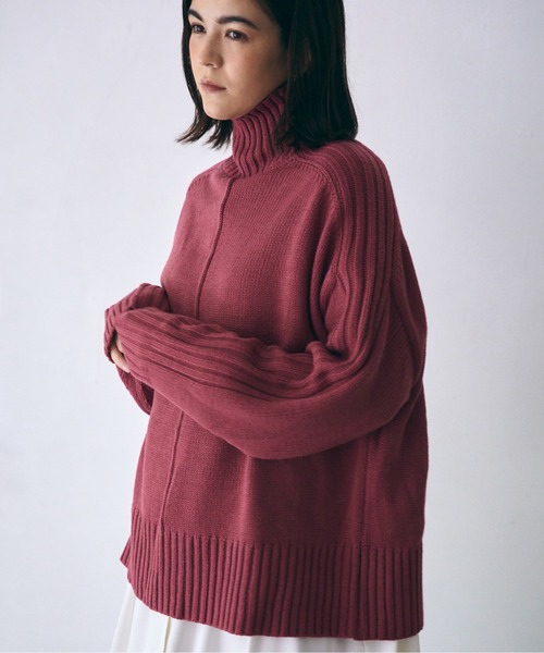 MAISON BREEZE（メゾンブリーズ）の「【MAISON BREEZE】センターシームラインニットタートル セーター（ニット/セーター・レディース・ホワイト/ブラック/ベージュ/ピンク/グリーン・FREE）」の6枚目の写真