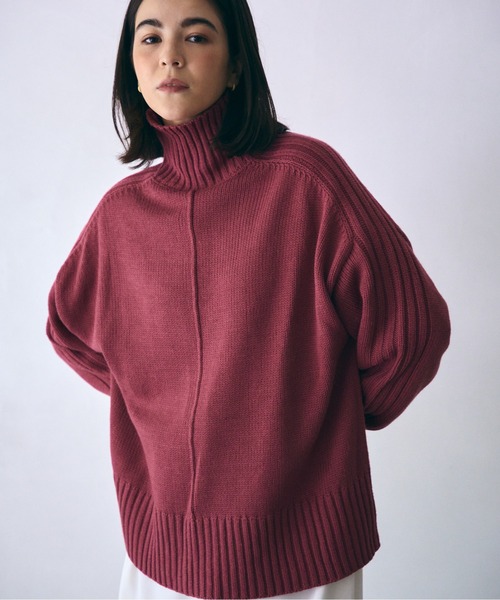 MAISON BREEZE（メゾンブリーズ）の「【MAISON BREEZE】センターシームラインニットタートル セーター（ニット/セーター・レディース・ホワイト/ブラック/ベージュ/ピンク/グリーン・FREE）」の8枚目の写真