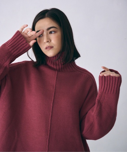 MAISON BREEZE（メゾンブリーズ）の「【MAISON BREEZE】センターシームラインニットタートル セーター（ニット/セーター・レディース・ホワイト/ブラック/ベージュ/ピンク/グリーン・FREE）」の9枚目の写真