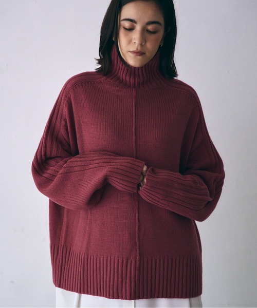 MAISON BREEZE（メゾンブリーズ）の「【MAISON BREEZE】センターシームラインニットタートル セーター（ニット/セーター・レディース・ホワイト/ブラック/ベージュ/ピンク/グリーン・FREE）」の10枚目の写真