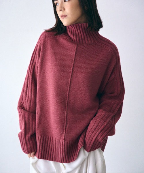 MAISON BREEZE（メゾンブリーズ）の「【MAISON BREEZE】センターシームラインニットタートル セーター（ニット/セーター・レディース・ホワイト/ブラック/ベージュ/ピンク/グリーン・FREE）」の20枚目の写真