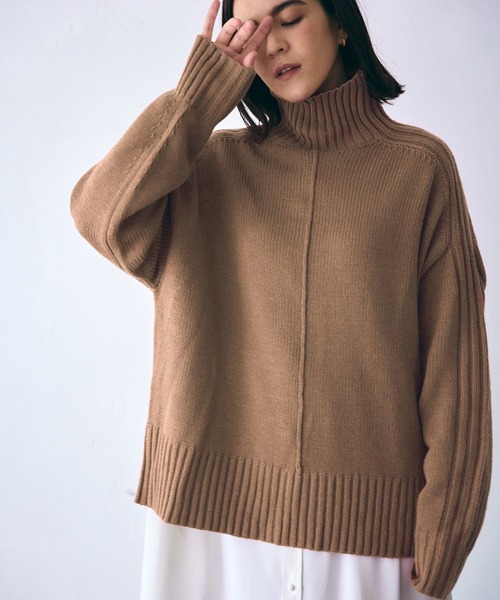 MAISON BREEZE（メゾンブリーズ）の「【MAISON BREEZE】センターシームラインニットタートル セーター（ニット/セーター・レディース・ホワイト/ブラック/ベージュ/ピンク/グリーン・FREE）」の17枚目の写真