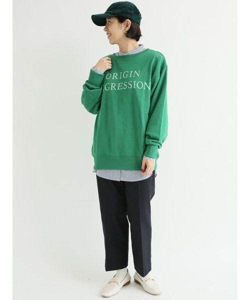 Lugnoncure（ルノンキュール）の「前後着ロゴスウェット（Tシャツ/カットソー・レディース・オフホワイト/チャコール/グリーン・ﾌﾘ-）」の8枚目の写真