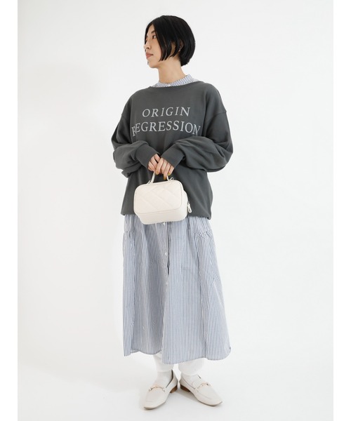 Lugnoncure（ルノンキュール）の「前後着ロゴスウェット（Tシャツ/カットソー・レディース・オフホワイト/チャコール/グリーン・ﾌﾘ-）」の6枚目の写真
