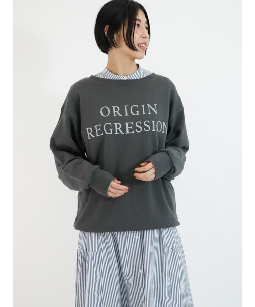 Lugnoncure（ルノンキュール）の「前後着ロゴスウェット（Tシャツ/カットソー・レディース・オフホワイト/チャコール/グリーン・ﾌﾘ-）」の5枚目の写真
