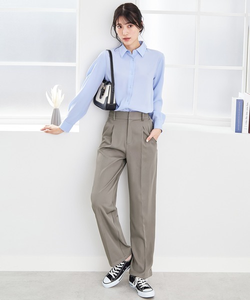 CHAN ME（チャンミ）の「ツイルセンタープレススラックス（スラックス・レディース・ブラック/ブラウン/グレー/オレンジ・SMALL/MEDIUM）」の9枚目の写真