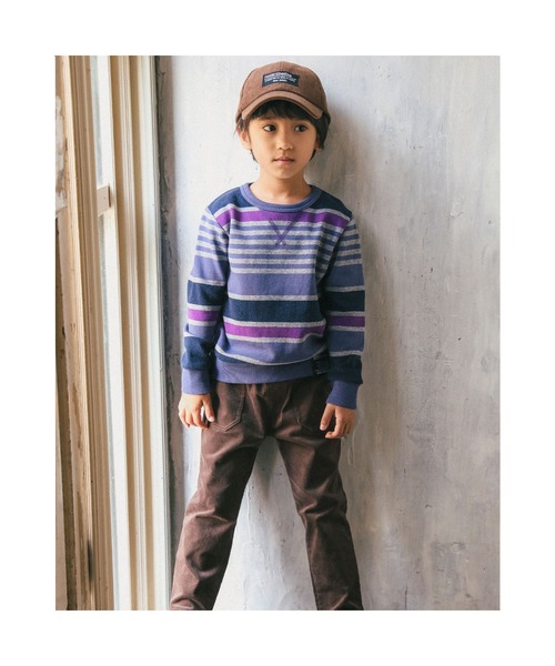 BeBe（ベベ）の「BeBe/ウラゲマルチボーダートレーナー(90~150cm)（スウェット・キッズ・ブルー系その他/グレー系その他・120/150/110/140/100/130/90）」の7枚目の写真