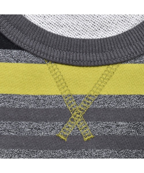 BeBe（ベベ）の「BeBe/ウラゲマルチボーダートレーナー(90~150cm)（スウェット・キッズ・ブルー系その他/グレー系その他・120/150/110/140/100/130/90）」の11枚目の写真