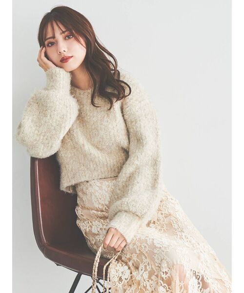 dazzlin（ダズリン）の「コットンキャンディクロップドニットトップス（ニット/セーター・レディース・レッド/パープル/ベージュ・FREE）」の9枚目の写真