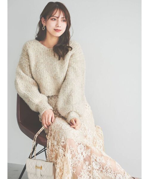 dazzlin（ダズリン）の「コットンキャンディクロップドニットトップス（ニット/セーター・レディース・レッド/パープル/ベージュ・FREE）」の10枚目の写真